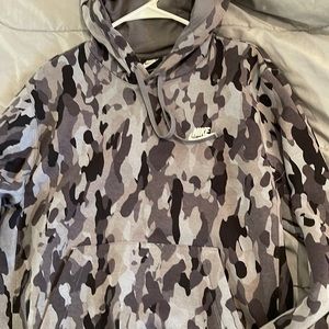 Grey/black nike camo hoodie